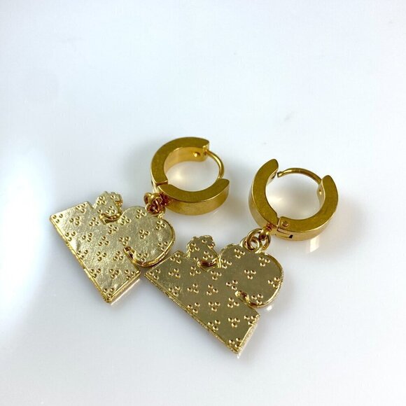 Snoopy Dog & Woodstock on Stainless Steel Huggie Hoop Earrings - Picture 7 of 9